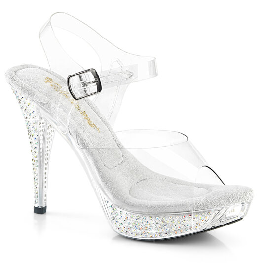 Fabulicious ELEGANT-408ABRS Sandali Con Plateau Trasparente Strass Trasparente EU-38 / US-8