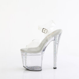 Pleaser ENCHANT-708AQUA-04 Sandali Con Plateau Trasparente Glitter Argento EU-38 / US-8