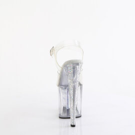 Pleaser ENCHANT-708AQUA-04 Sandali Con Plateau Trasparente Glitter Argento EU-38 / US-8