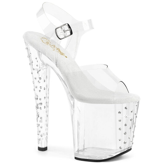 Pleaser ENCHANT-708RS Sandali Con Plateau Trasparente Strass Trasparente EU-38 / US-8