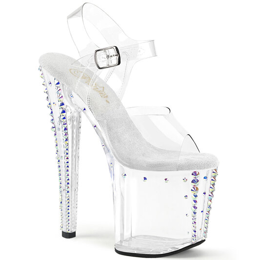 Pleaser ENCHANT-708RS-02 Sandali Con Plateau Trasparente Strass Trasparente EU-37 / US-7
