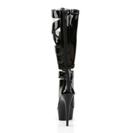 Pleaser DELIGHT-600-49 Stivaletti - Vernice Elasticizzato Nero/Nero EU-36 / US-6