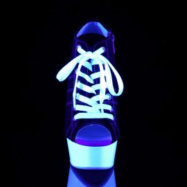 Pleaser DELIGHT-600SK-01 Stivaletti - Tela Nera/Bianco Neon EU-35 / US-5