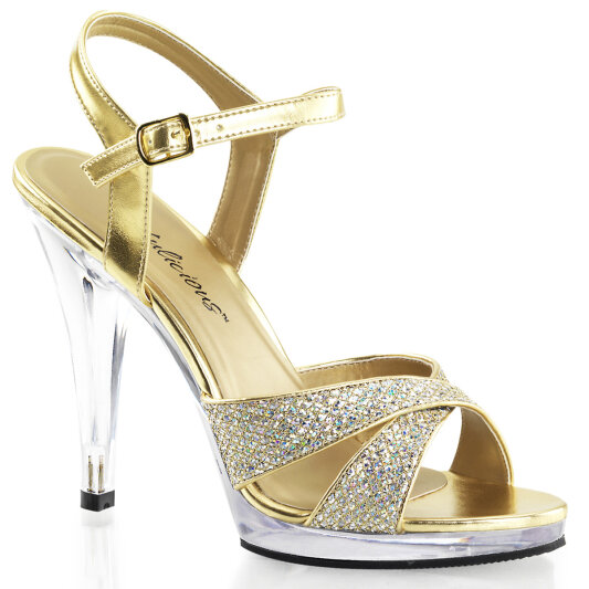 Fabulicious FLAIR-419/G/C Sandali Trasparente Glitter Oro EU-43 / US-13