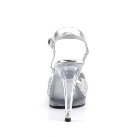 Fabulicious FLAIR-419 Sandali In Stile Gotico Trasparente Glitter Argento EU-42 / US-12