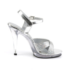 Fabulicious FLAIR-419 Sandali In Stile Gotico Trasparente Glitter Argento EU-42 / US-12