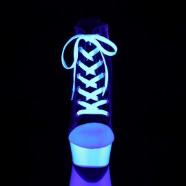 Pleaser DELIGHT-600SK-02 Stivaletti - Tela Nera/Bianco...
