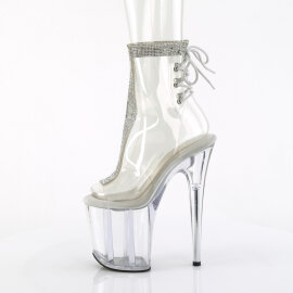 Pleaser FLAMINGO-1018C-2RS Stivaletti Con Plateau Trasparente Strass Trasparente EU-37 / US-7