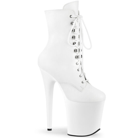 Pleaser FLAMINGO-1020 Stivaletti Con Plateau Similpelle Bianco EU-37 / US-7