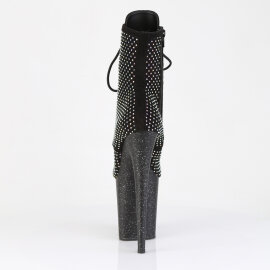 Pleaser FLAMINGO-1020RM Stivaletti Con Plateau Similpelle Strass Rete Nero EU-35 / US-5