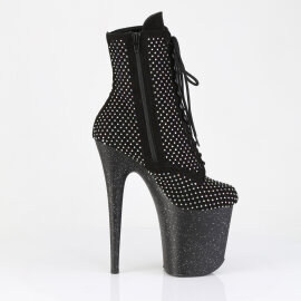 Pleaser FLAMINGO-1020RM Stivaletti Con Plateau Similpelle Strass Rete Nero EU-38 / US-8