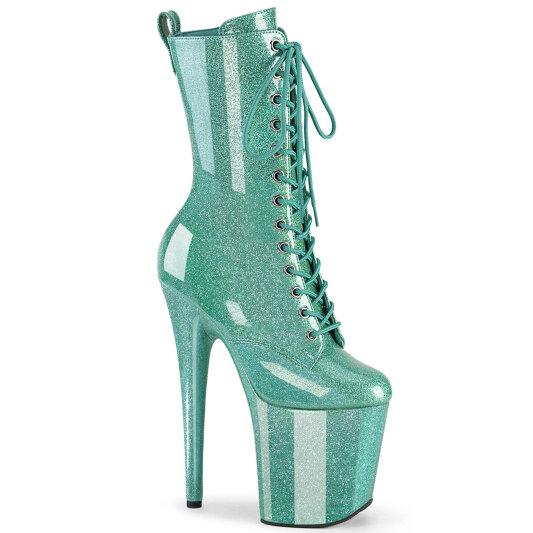 Pleaser FLAMINGO-1040GP Stivaletti Con Plateau Vernice Glitter Turchese EU-44 / US-14