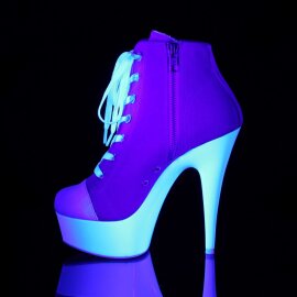 Pleaser DELIGHT-600SK-02 Stivaletti - Tela Rosa/Bianco Neon EU-37 / US-7