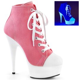 Pleaser DELIGHT-600SK-02 Stivaletti - Tela Rosa/Bianco...
