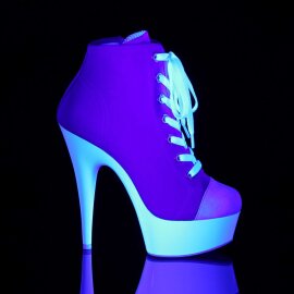 Pleaser DELIGHT-600SK-02 Stivaletti - Tela Rosa/Bianco Neon EU-39 / US-9