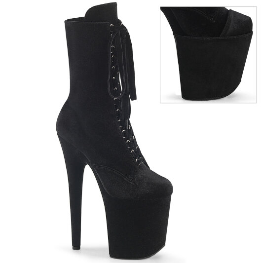 Pleaser FLAMINGO-1045VEL Stivaletti Con Plateau Velluto Nero EU-36 / US-6