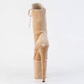 Pleaser FLAMINGO-1045VEL Stivaletti Con Plateau Velluto Beige EU-42 / US-12