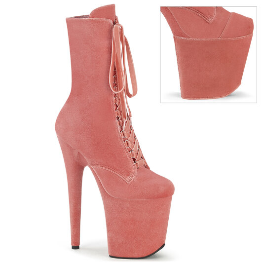 Pleaser FLAMINGO-1045VEL Stivaletti Con Plateau Velluto Rosa EU-38 / US-8