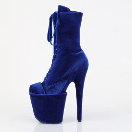 Pleaser FLAMINGO-1045VEL Stivaletti Con Plateau Velluto Blu EU-36 / US-6