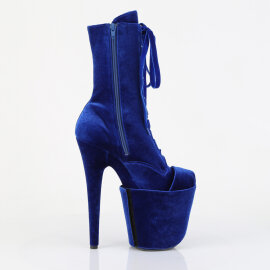 Pleaser FLAMINGO-1045VEL Stivaletti Con Plateau Velluto Blu EU-36 / US-6