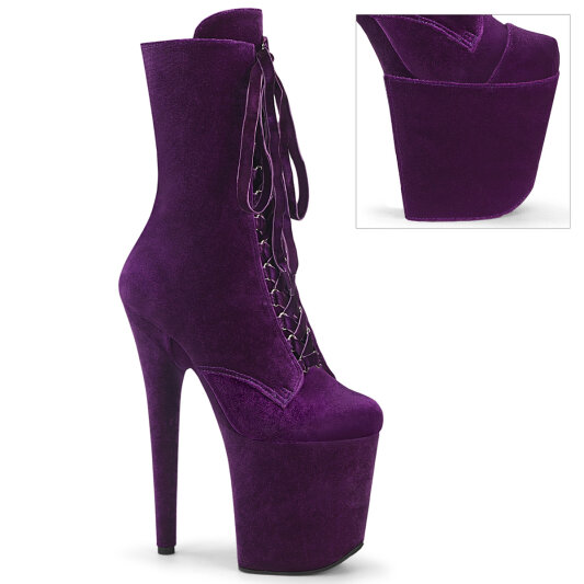 Pleaser FLAMINGO-1045VEL Stivaletti Con Plateau Velluto Viola EU-37 / US-7