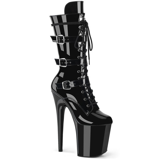 Pleaser FLAMINGO-1053 Stivaletti Con Plateau Vernice Nero EU-37 / US-7