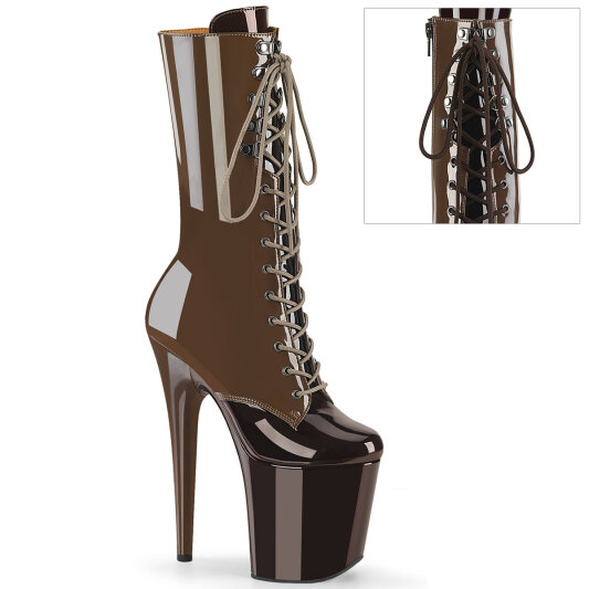 Pleaser FLAMINGO-1054DC Stivaletti Con Plateau Vernice Marrone Moka EU-35 / US-5