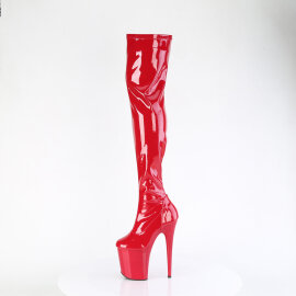 Pleaser FLAMINGO-3000 Stivali Sopra Il Ginocchio Con Plateau Vernice Rosso EU-35 / US-5