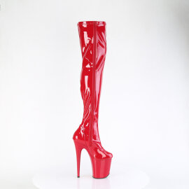 Pleaser FLAMINGO-3000 Stivali Sopra Il Ginocchio Con Plateau Vernice Rosso EU-35 / US-5
