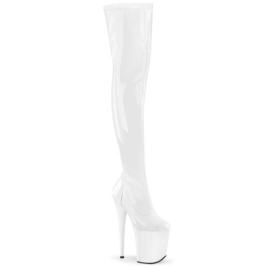 Pleaser FLAMINGO-3000 Stivali Sopra Il Ginocchio Con Plateau Vernice Bianco EU-35 / US-5