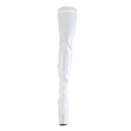 Pleaser FLAMINGO-3000 Stivali Sopra Il Ginocchio Con Plateau Vernice Bianco EU-35 / US-5