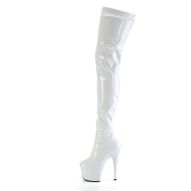 Pleaser FLAMINGO-3000 Stivali Sopra Il Ginocchio Con Plateau Vernice Bianco EU-35 / US-5