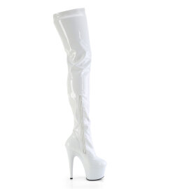 Pleaser FLAMINGO-3000 Stivali Sopra Il Ginocchio Con Plateau Vernice Bianco EU-35 / US-5