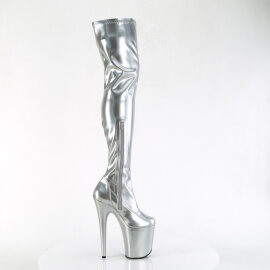 Pleaser FLAMINGO-3000HWR Stivali Sopra Il Ginocchio Con Plateau Holo Argento EU-42 / US-12