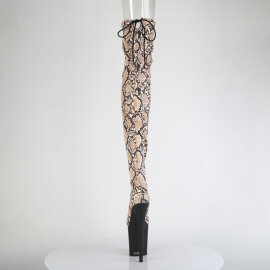 Pleaser FLAMINGO-3008SP-BT Stivali Sopra Il Ginocchio Con Plateau Pitonato Marrone EU-38 / US-8
