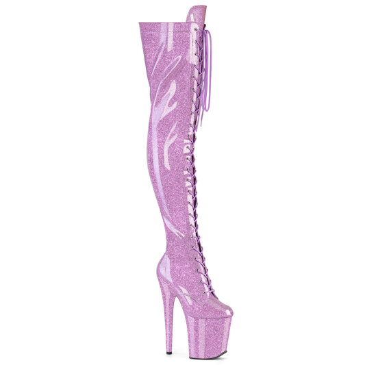 Pleaser FLAMINGO-3020GP Stivali Sopra Il Ginocchio Con Plateau Vernice Glitter Viola EU-36 / US-6