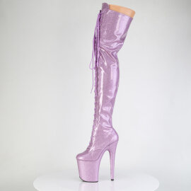 Pleaser FLAMINGO-3020GP Stivali Sopra Il Ginocchio Con Plateau Vernice Glitter Viola EU-36 / US-6