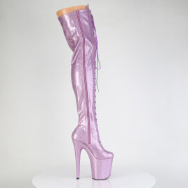 Pleaser FLAMINGO-3020GP Stivali Sopra Il Ginocchio Con Plateau Vernice Glitter Viola EU-36 / US-6