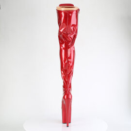 Pleaser FLAMINGO-3020GP Stivali Sopra Il Ginocchio Con Plateau Vernice Glitter Rosso EU-35 / US-5