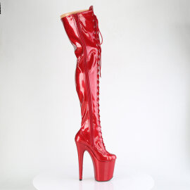 Pleaser FLAMINGO-3020GP Stivali Sopra Il Ginocchio Con Plateau Vernice Glitter Rosso EU-35 / US-5