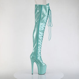 Pleaser FLAMINGO-3021GP Stivali Sopra Il Ginocchio Con Plateau Vernice Glitter Turchese EU-37 / US-7