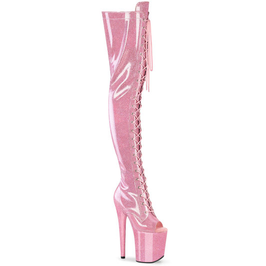 Pleaser FLAMINGO-3021GP Stivali Sopra Il Ginocchio Con Plateau Vernice Rosa EU-35 / US-5