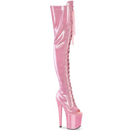 Pleaser FLAMINGO-3021GP Stivali Sopra Il Ginocchio Con Plateau Vernice Rosa EU-35 / US-5