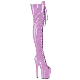Pleaser FLAMINGO-3021GP Stivali Sopra Il Ginocchio Con Plateau Vernice Glitter Viola EU-35 / US-5