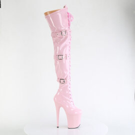 Pleaser FLAMINGO-3028 Stivali Sopra Il Ginocchio Con Plateau Vernice Rosa EU-37 / US-7