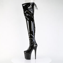 Pleaser FLAMINGO-3850 Stivali Sopra Il Ginocchio Con Plateau Vernice Nero EU-35 / US-5