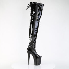 Pleaser FLAMINGO-3850 Stivali Sopra Il Ginocchio Con Plateau Vernice Nero EU-35 / US-5