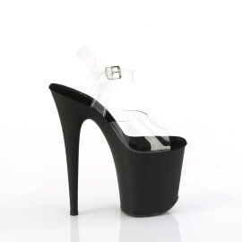 Pleaser FLAMINGO-808TGRS Sandali Con Plateau Trasparente Strass Nero Argento EU-35 / US-5