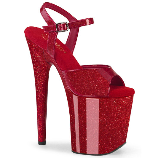 Pleaser FLAMINGO-809GP Sandali Con Plateau Vernice Glitter Rosso EU-37 / US-7