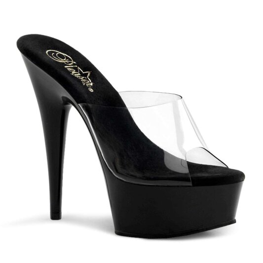Pleaser Mules DELIGHT-601 Trasparente/Nero EU-35 / US-5